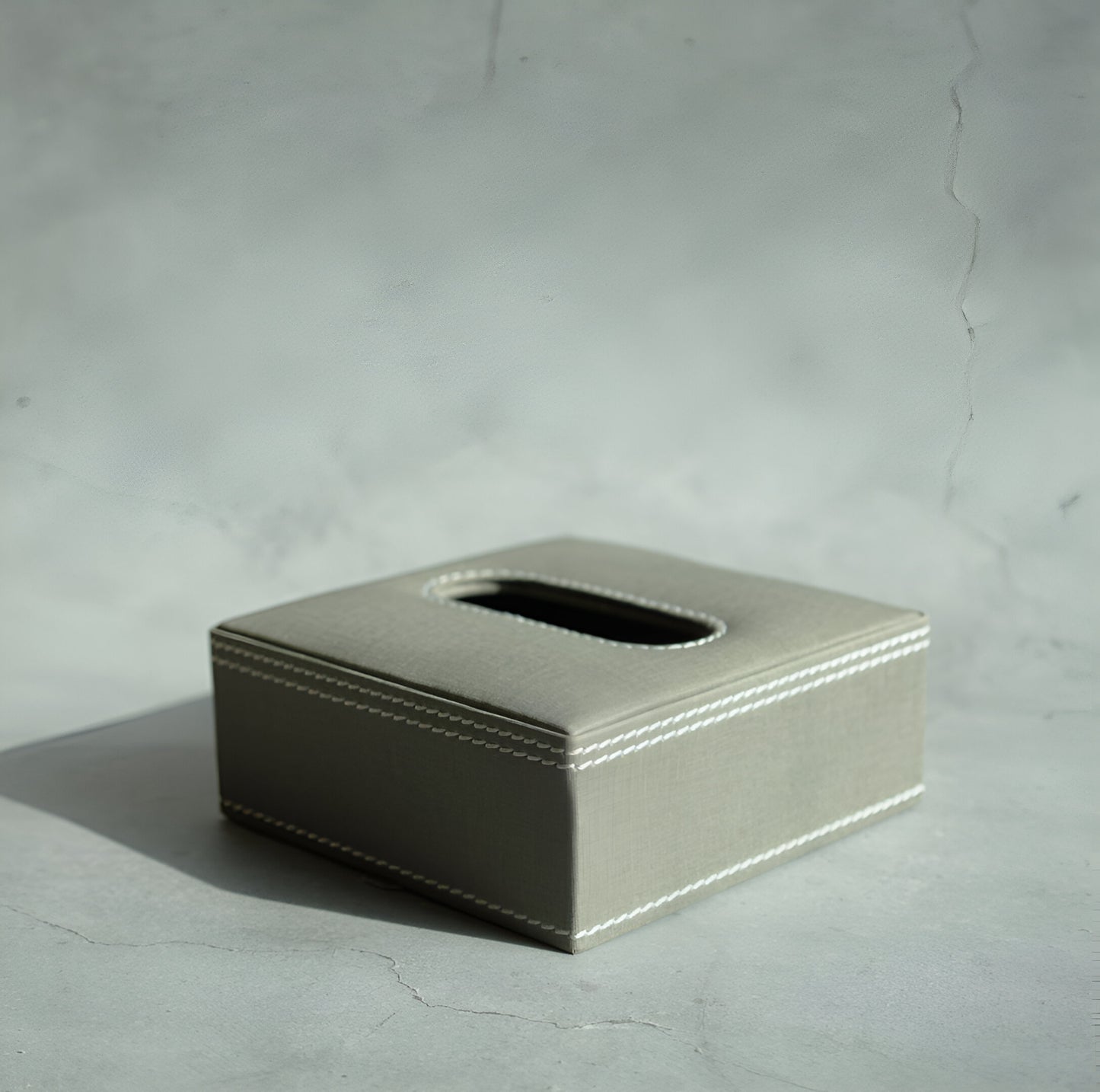 Stone Gray PU Leather Tissue Box - Square