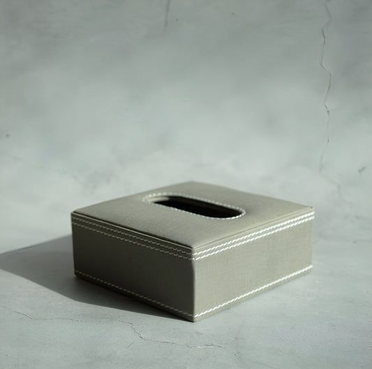 Stone Gray PU Leather Tissue Box - Square