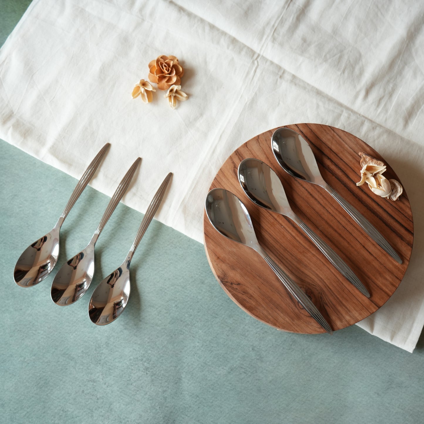 Textured Stainless Steel Dessert Spoon Set