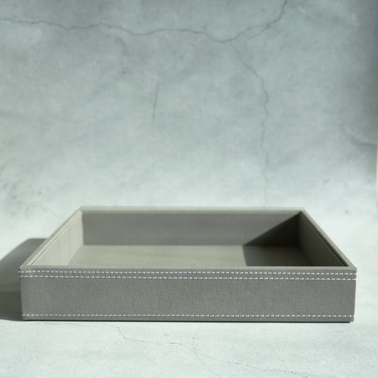 Stone Gray PU Leather Serving Tray - Medium