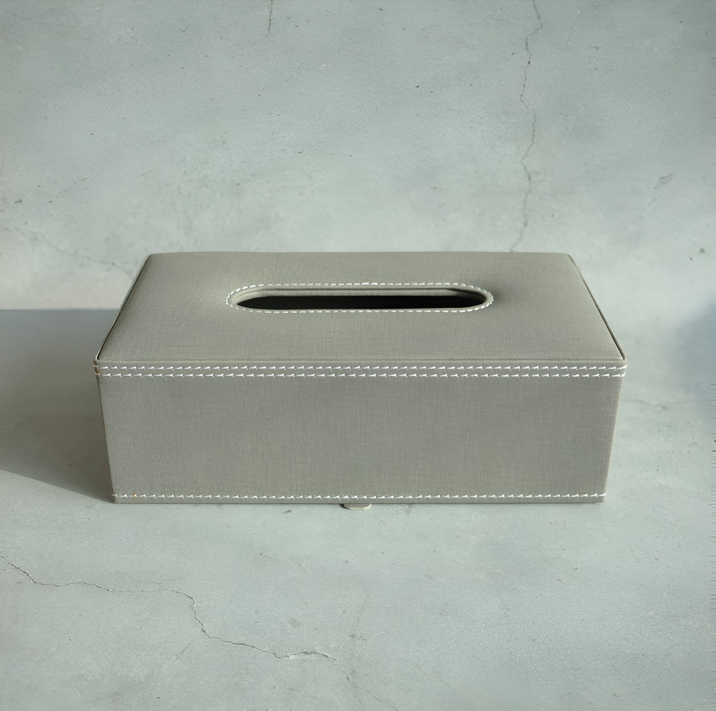 Stone Gray PU Leather Tissue Box - Rectangle