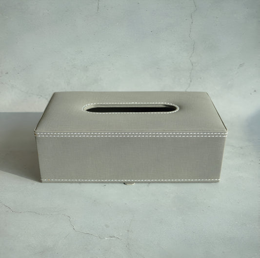 Stone Gray PU Leather Tissue Box - Rectangle