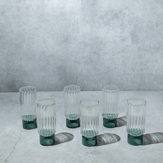Emerald Green Ribbed Cocktail Glass- Set of 6