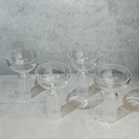 Clear Ribbed Coupe Glass- Set of 4