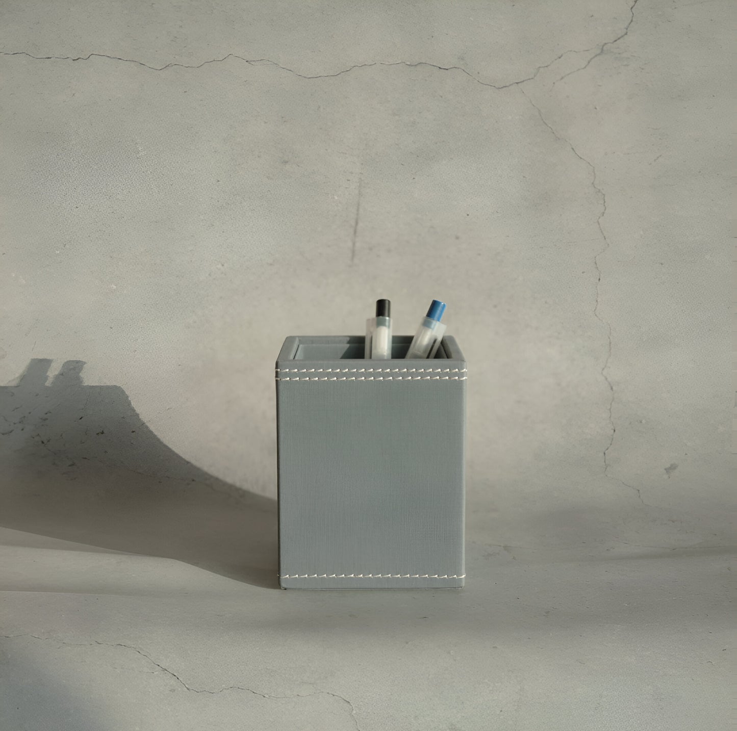 Powder Blue PU Leather Stationery Holder
