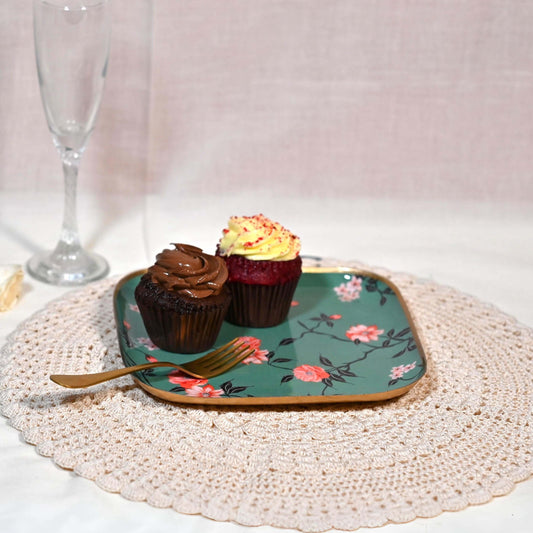Small Square Floral Starter Plate - Begonia