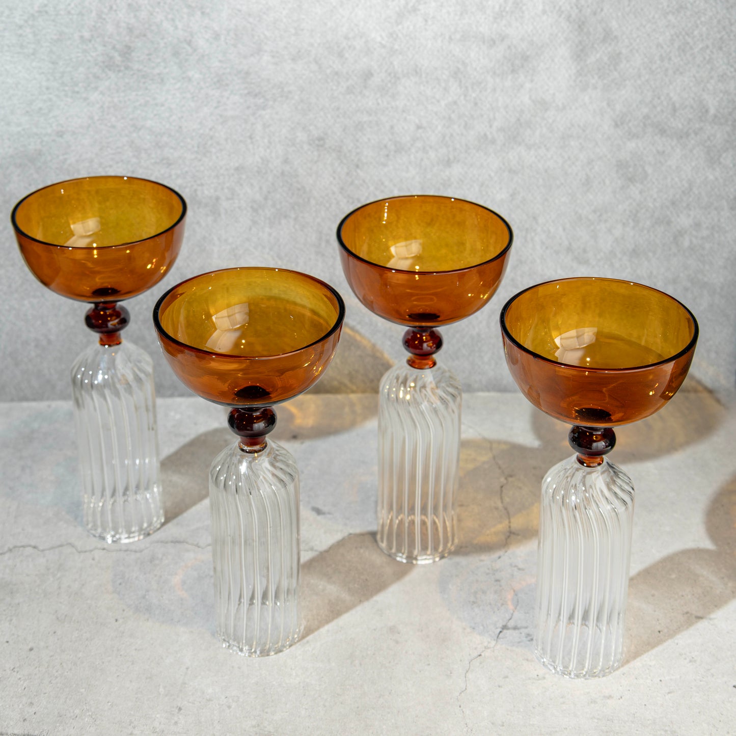 Rust Ribbed Coupe Glass- Set of 4