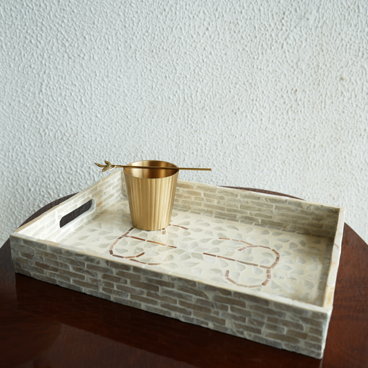 Medium Rectangular Mother-of-Pearl Serving Tray - Pearl white