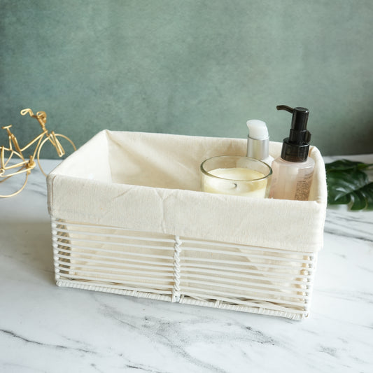 Woven Fiber Storage Basket with Liner- Small