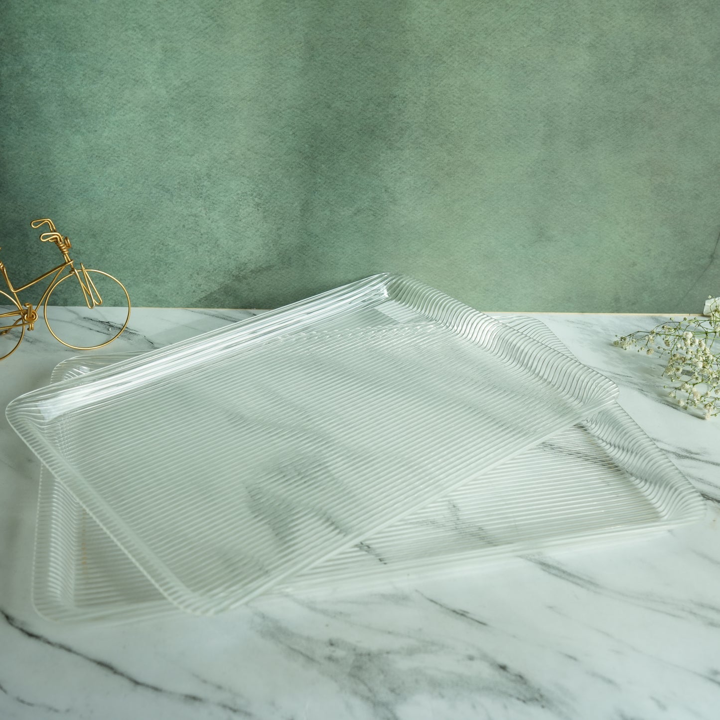Clear Ribbed Acrylic Serving Tray- Jumbo set