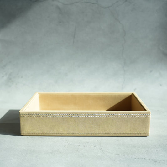 Sand Beige PU Leather Serving Tray - Small