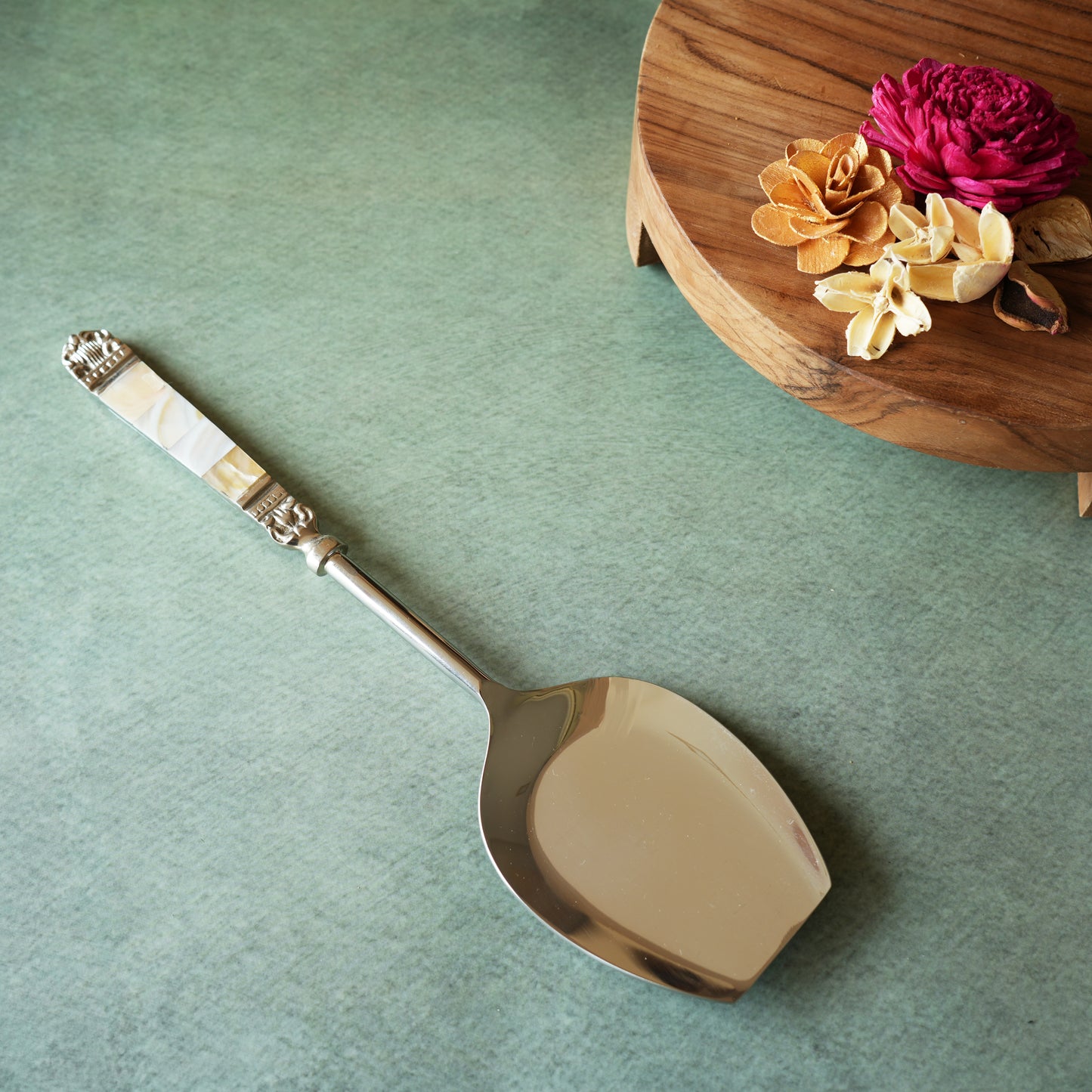 Mother-of- Pearl Stainless Steel Rice Serving Spoon