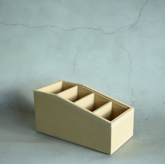 Sand Beige PU Leather Remote Control Organiser