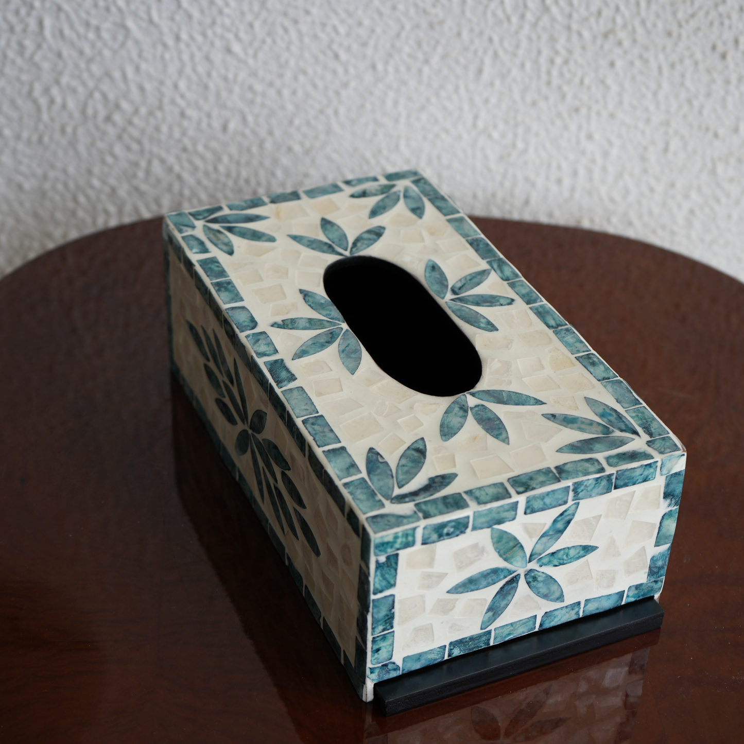 Mother-of-Pearl Rectangular Tissue Box - Aqua
