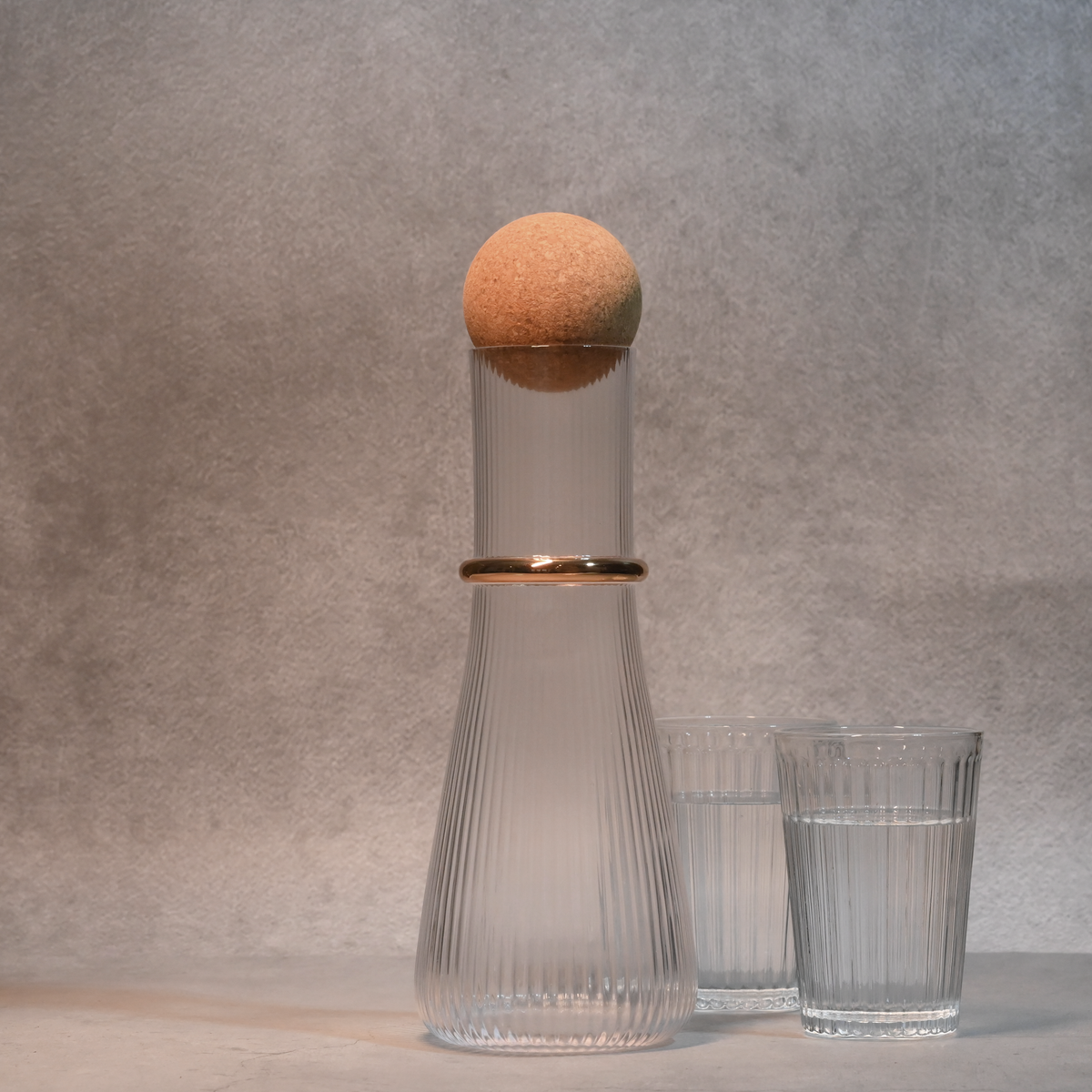 Carafe Ribbed Ribbed Carafe with Gold Rim – SoHome