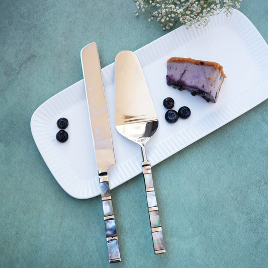 Black Mother-of-Pearl Cake Lifter & Knife Set