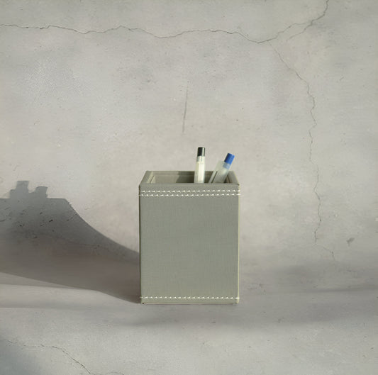 Stone Gray PU Leather Stationery Holder