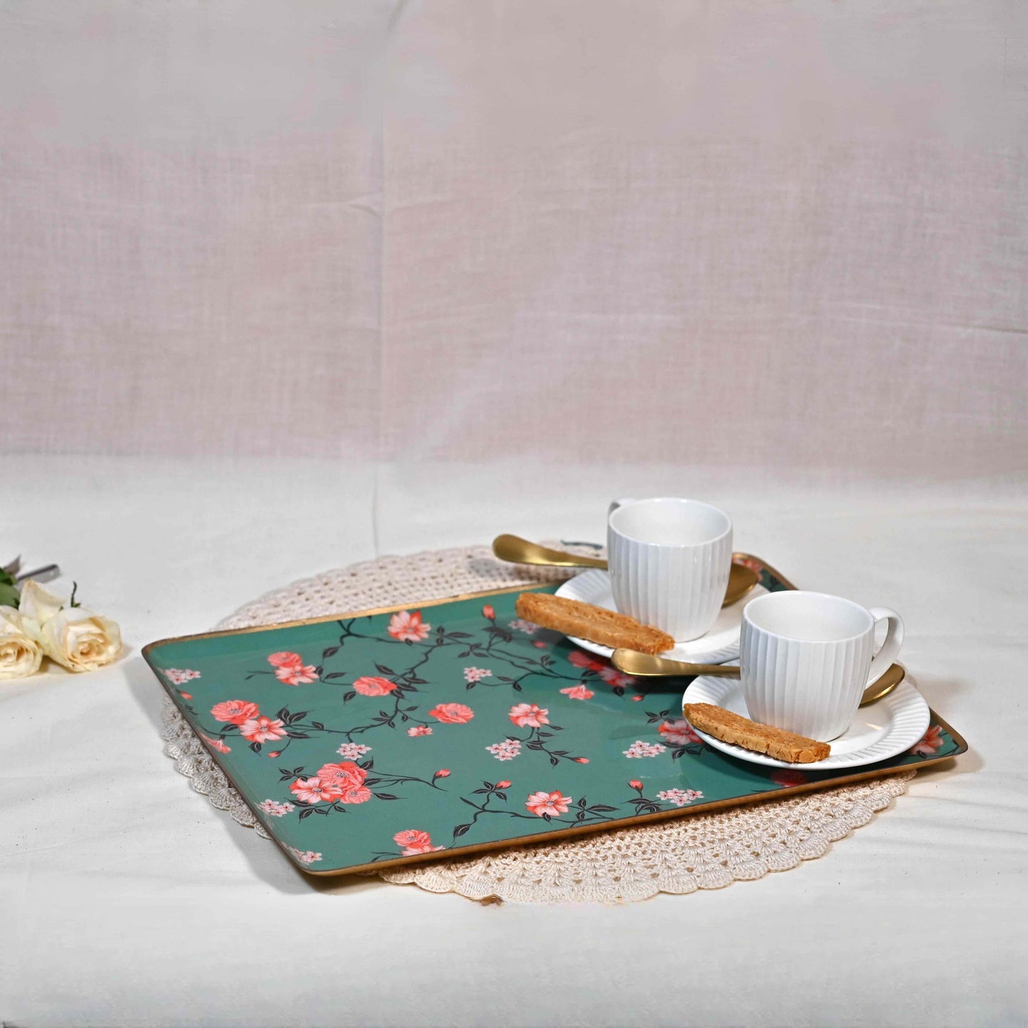 Large Floral Serving Tray - Begonia