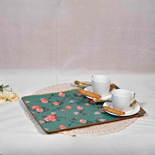 Large Floral Serving Tray - Begonia