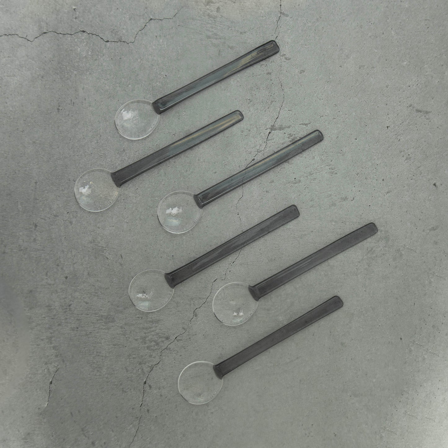 Gray Tinted Glass Dessert Spoon Set