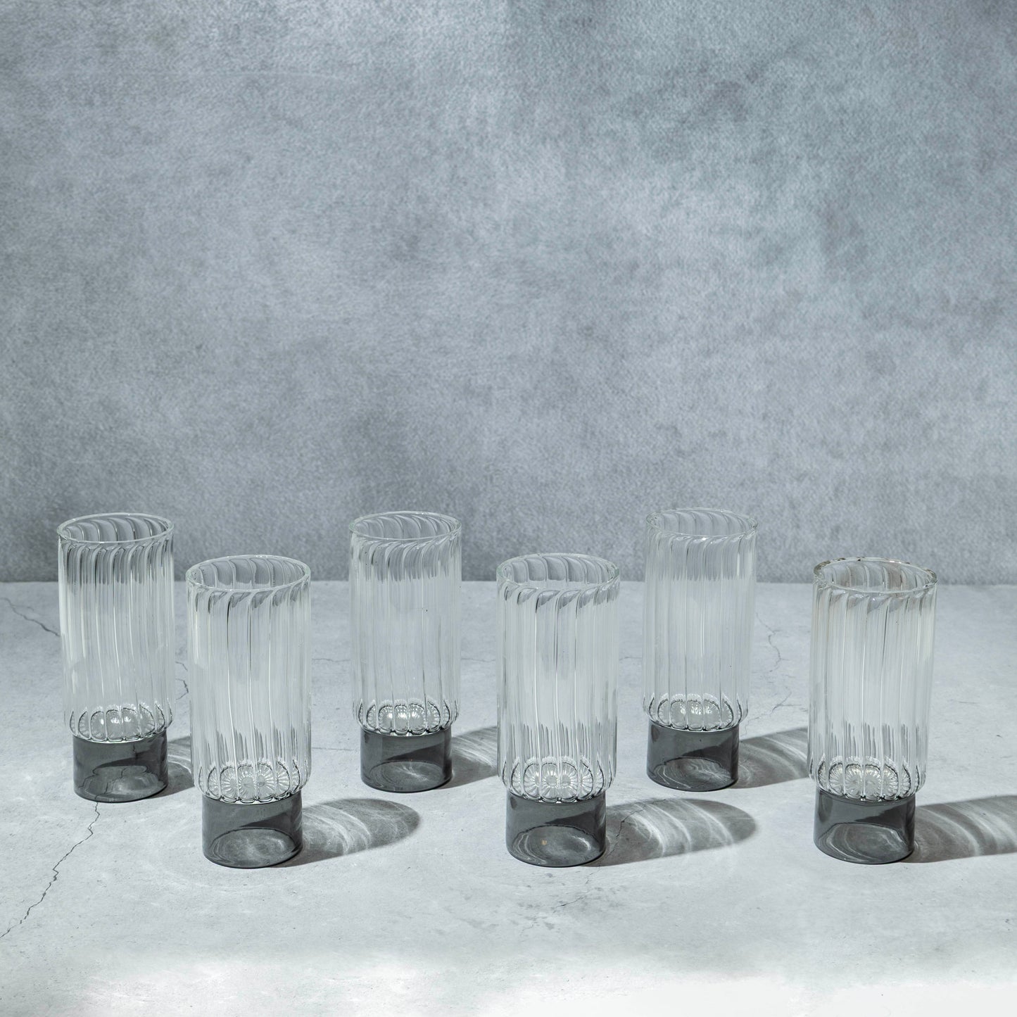 Gray Ribbed Cocktail Glass- Set of 6