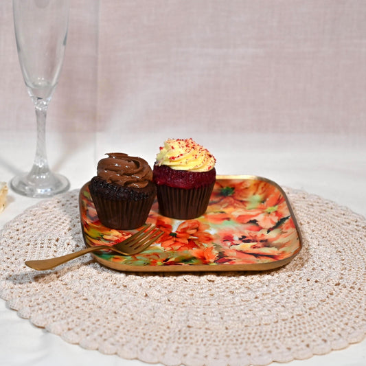 Small Square Floral Starter Plate - Marigold