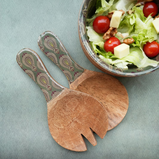 Paisley Wooden Salad Servers