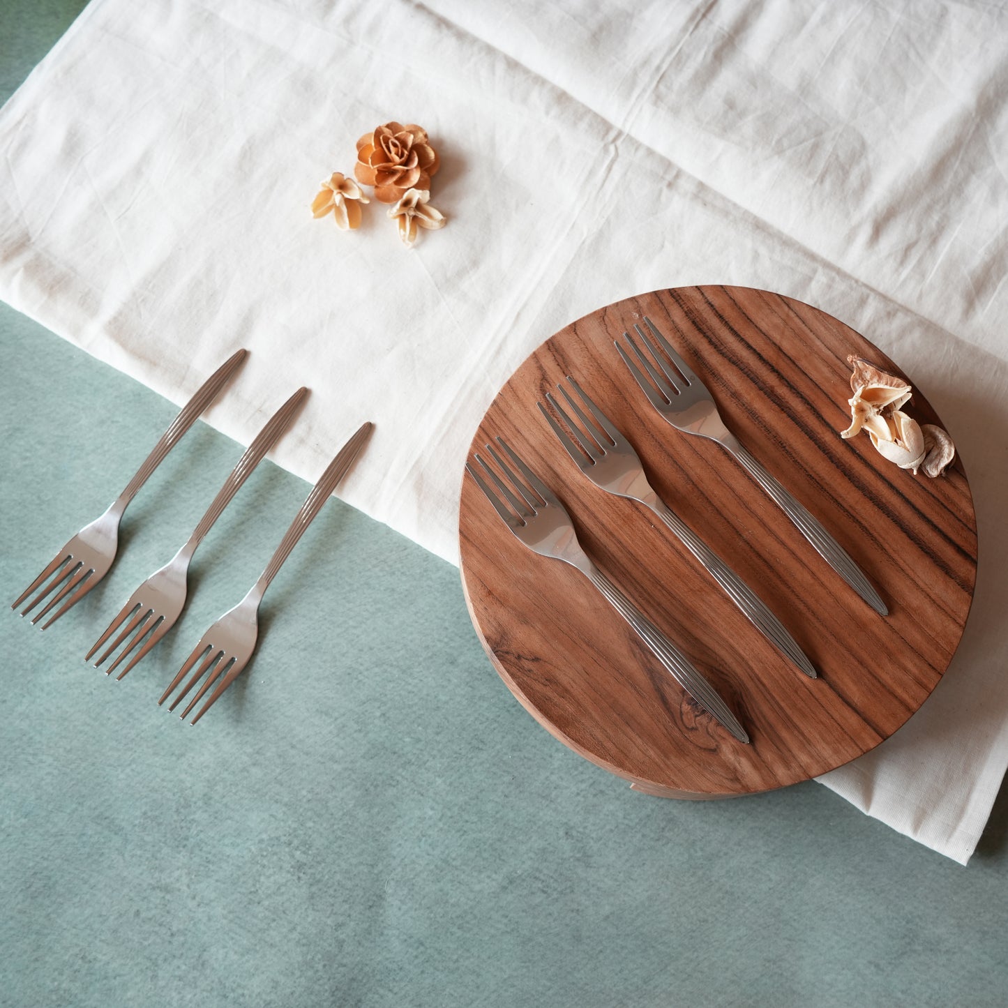 Textured Stainless Steel Dinner Fork Set