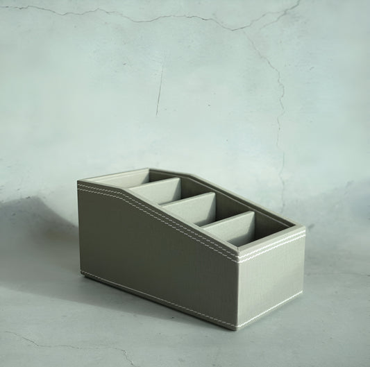 Stone Gray PU Leather Remote Control Organiser
