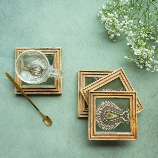Paisley Wooden Coasters- Set of 4