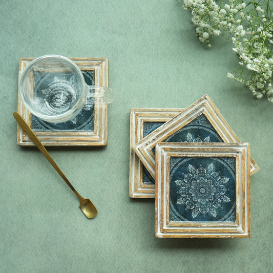 Iris Wooden Coasters- Set of 4