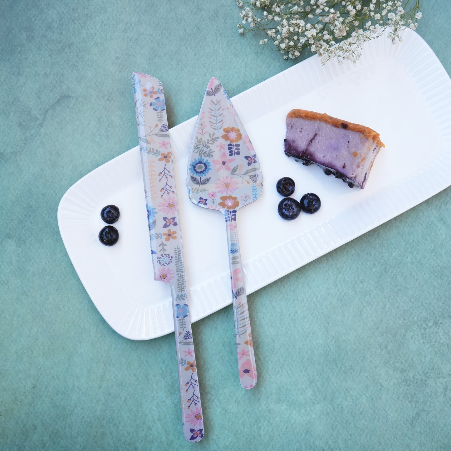 Floral Cake Lifter & Knife Set