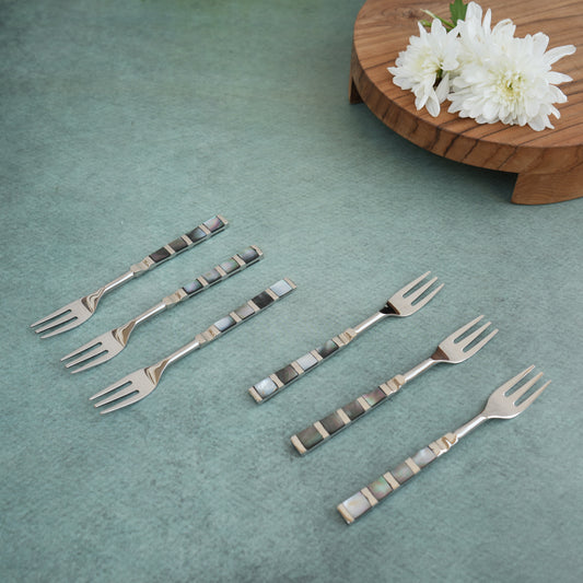 Black Mother-of-Pearl Stainless Steel Fruit Fork Set