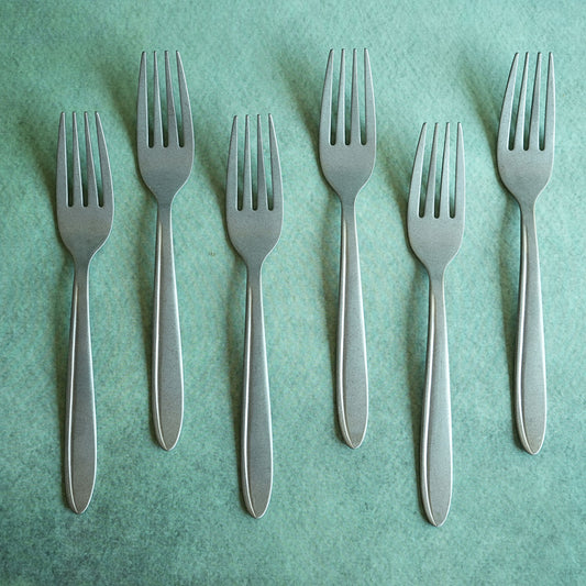 Textured Stainless Steel Matte Dessert Fork Set
