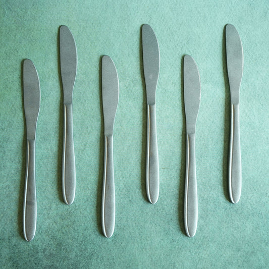 Textured Stainless Steel Matte Dessert Knife Set