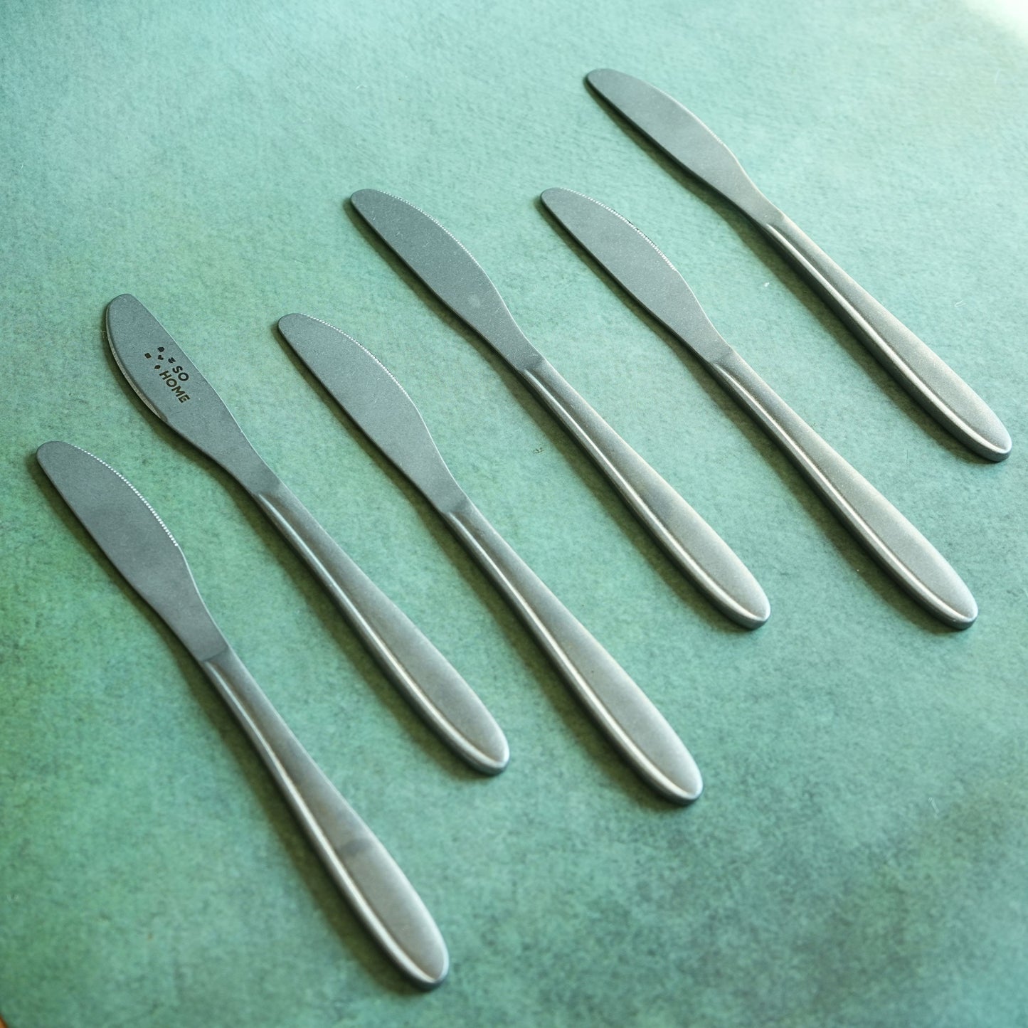Textured Stainless Steel Matte Dessert Knife Set