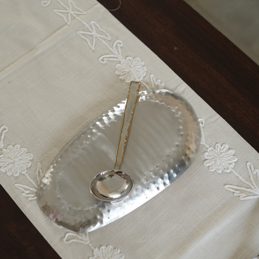Hammered Steel Ladle Serving Spoon with Gold Detailing (Small)