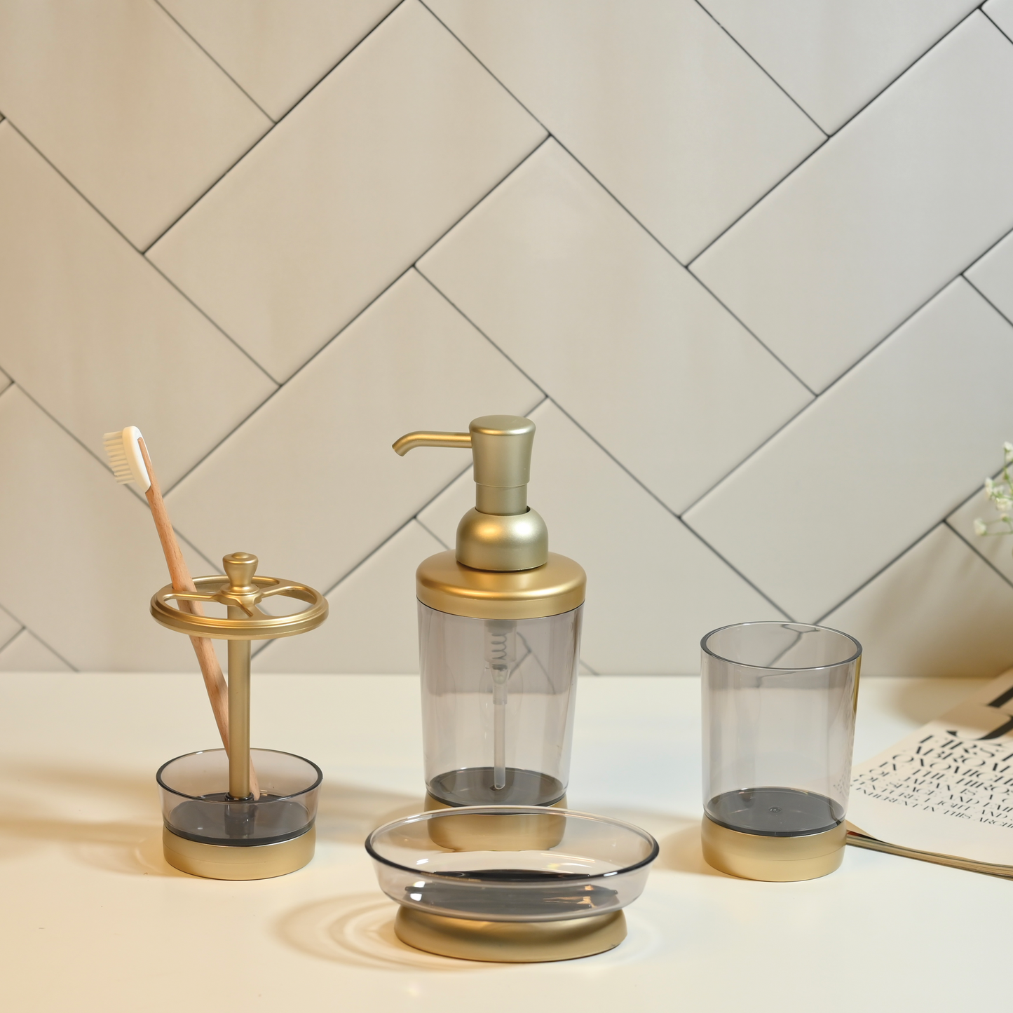 Matte Gold Finish 4-Piece Bathroom Set