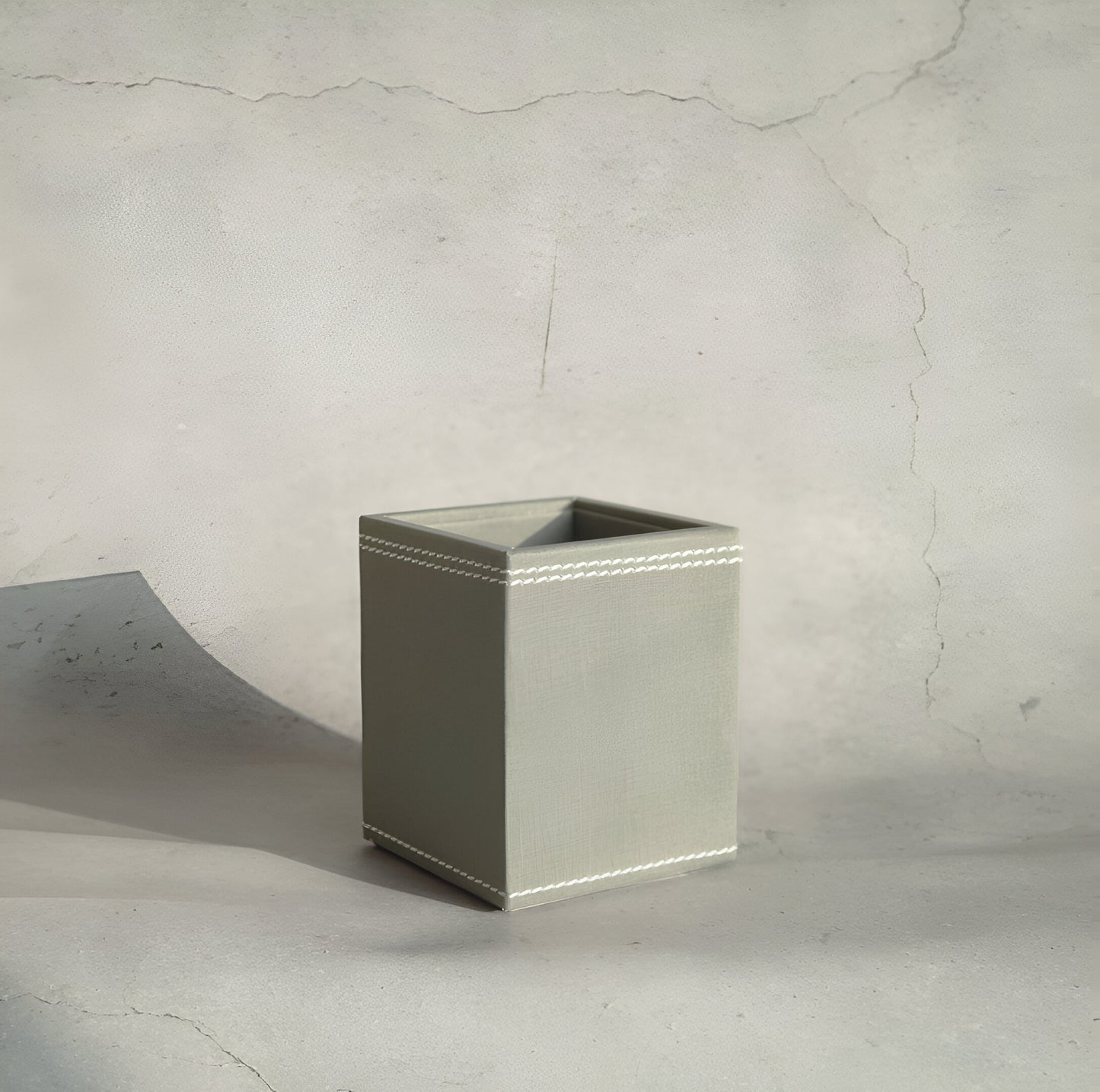 Stone Gray PU Leather Stationery Holder