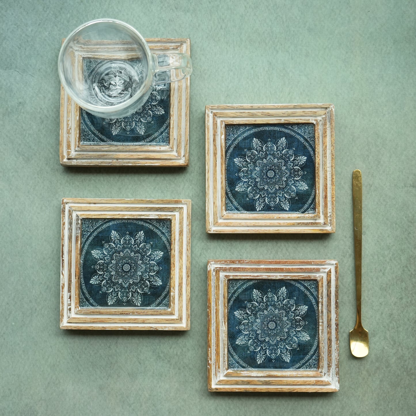 Iris Wooden Coasters- Set of 4