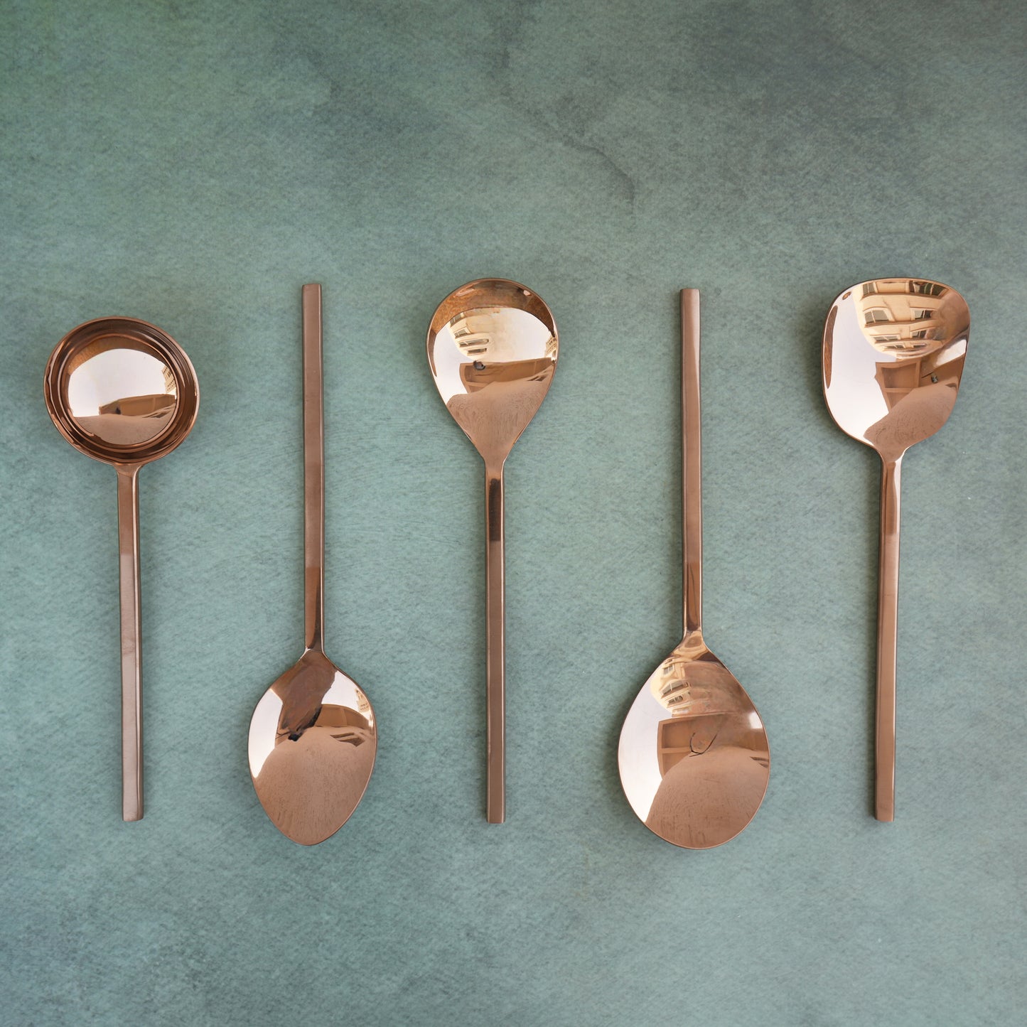 Rose Gold Semi-Matte Stainless Steel Square Serving Spoon