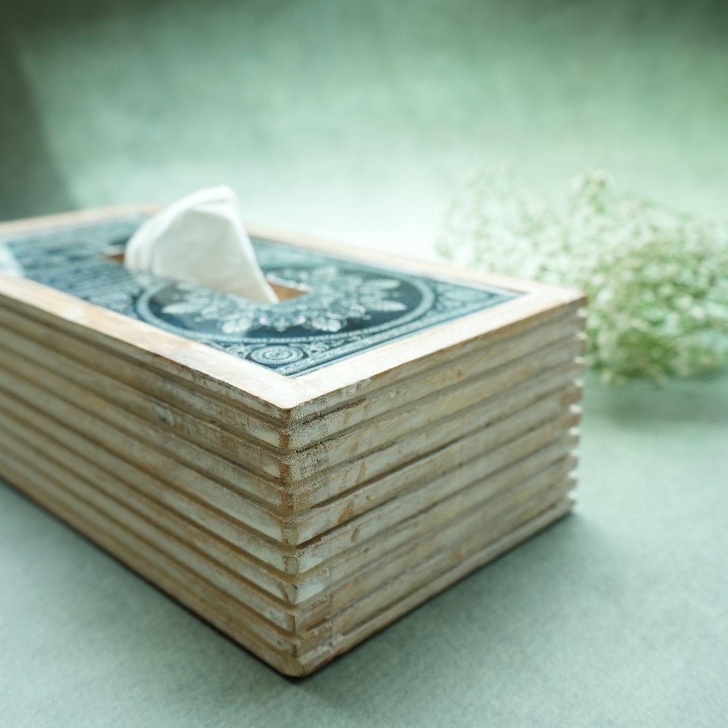 Iris Rectangle Wooden Tissue Box
