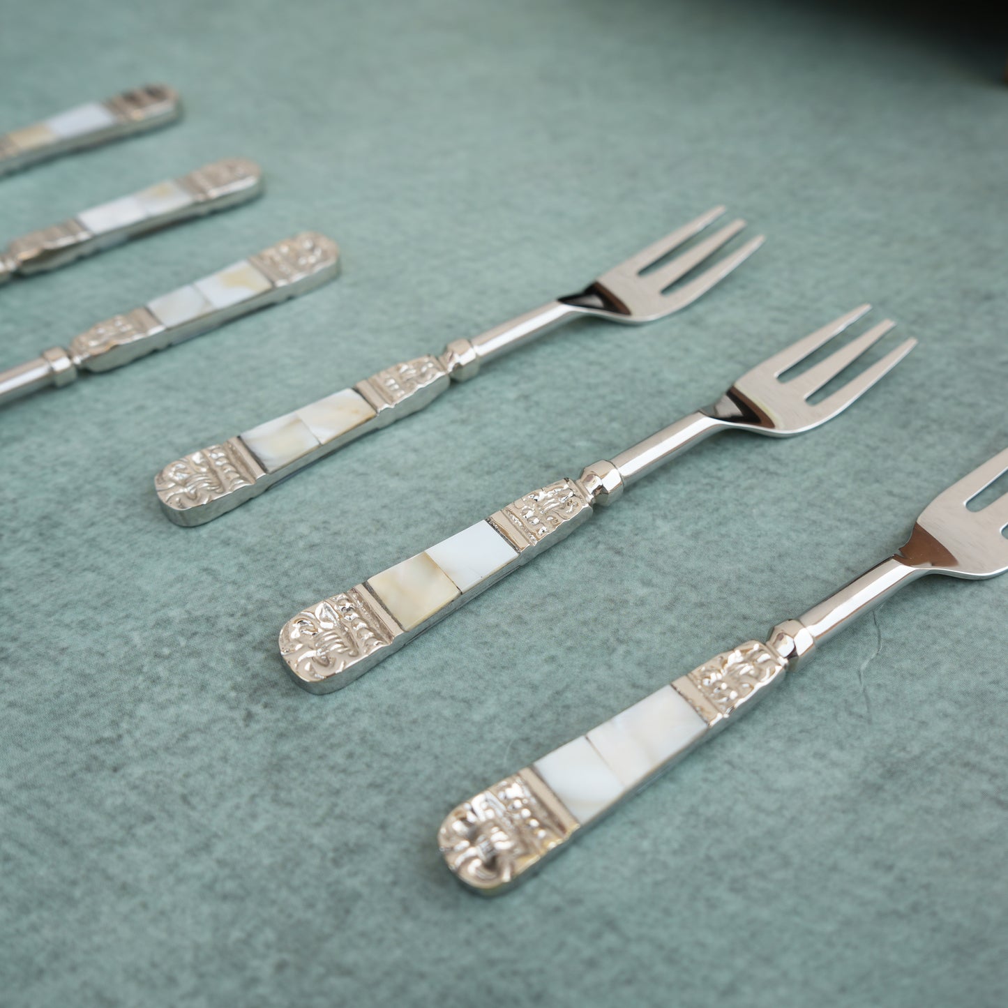 Mother-of-Pearl Stainless Steel Fruit Fork Set