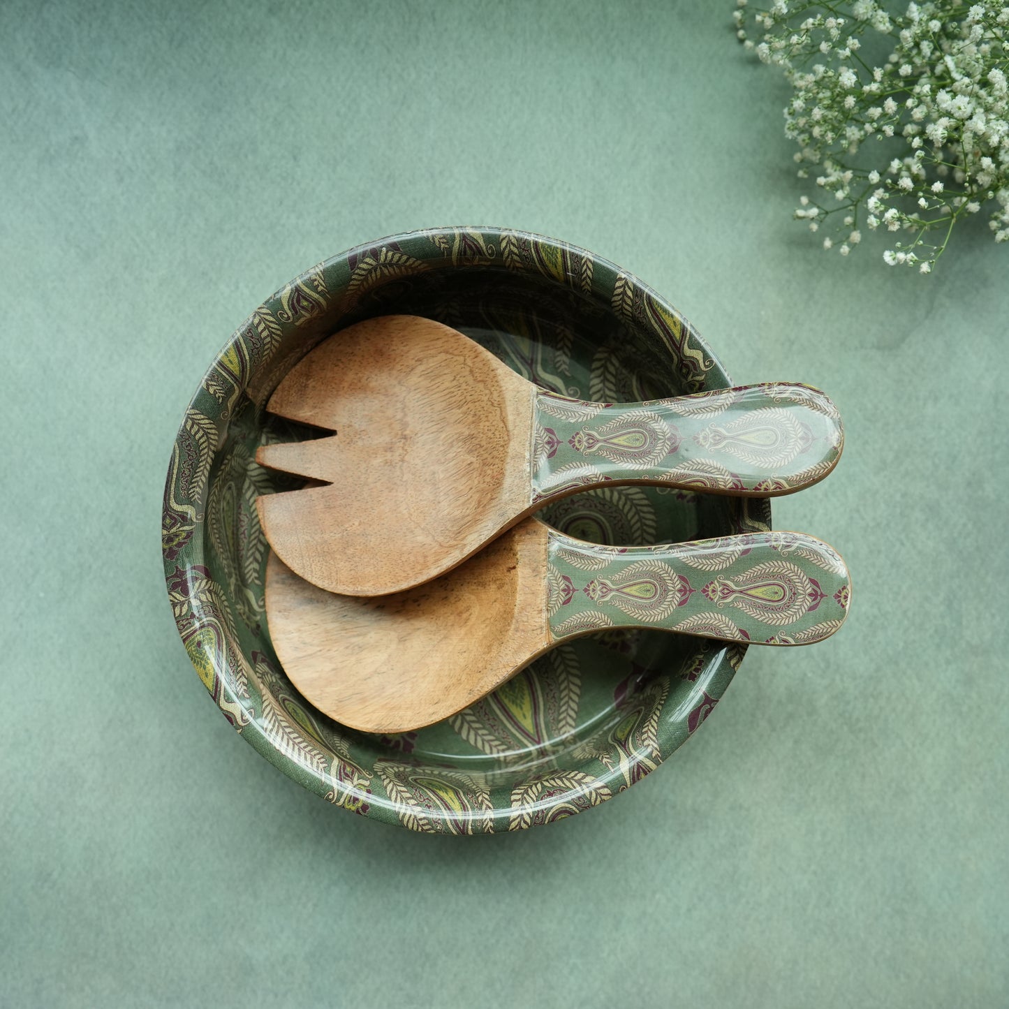 Paisley Round Salad Bowl- Big
