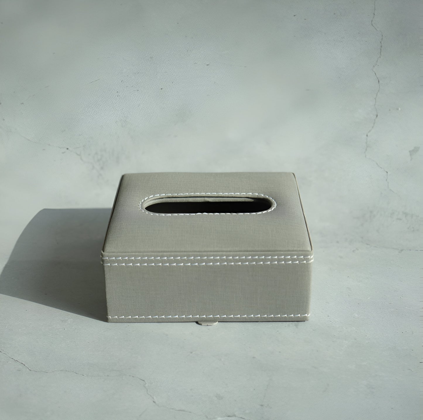 Stone Gray PU Leather Tissue Box - Square