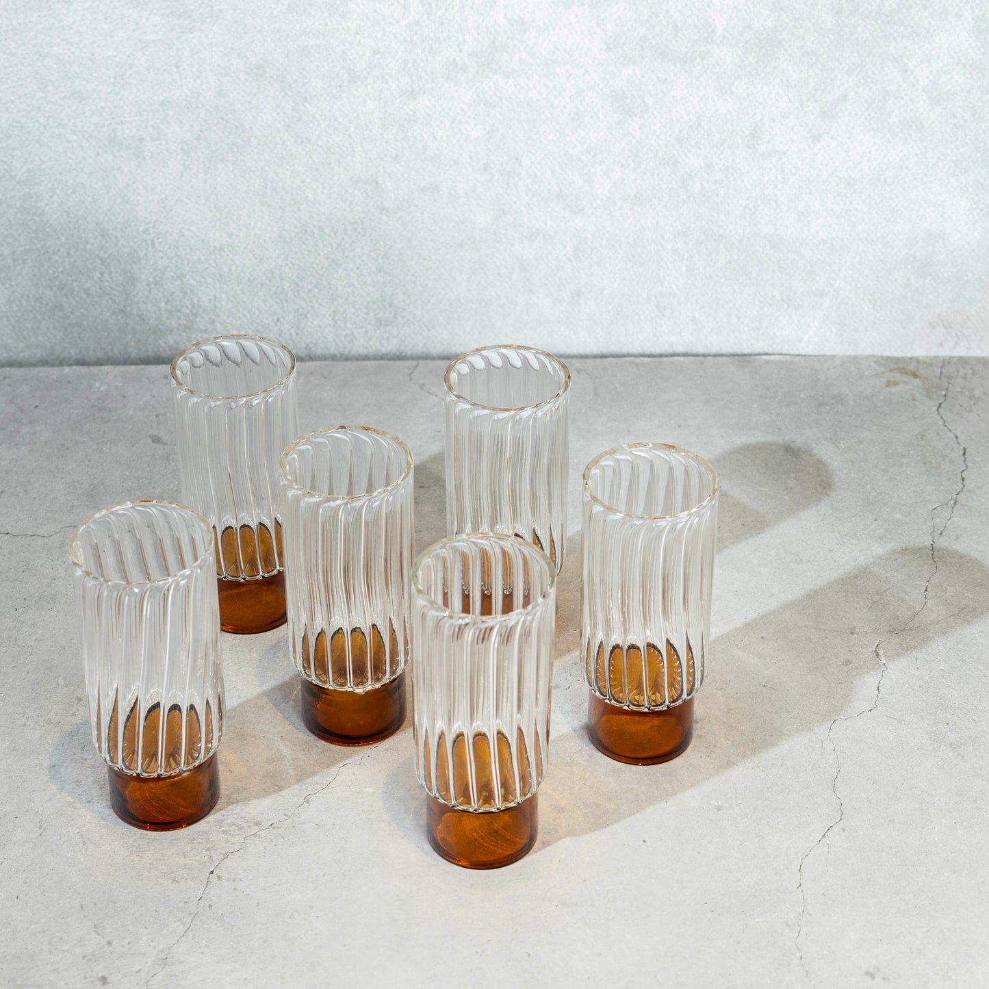 Rust Ribbed Cocktail Glass- Set of 6