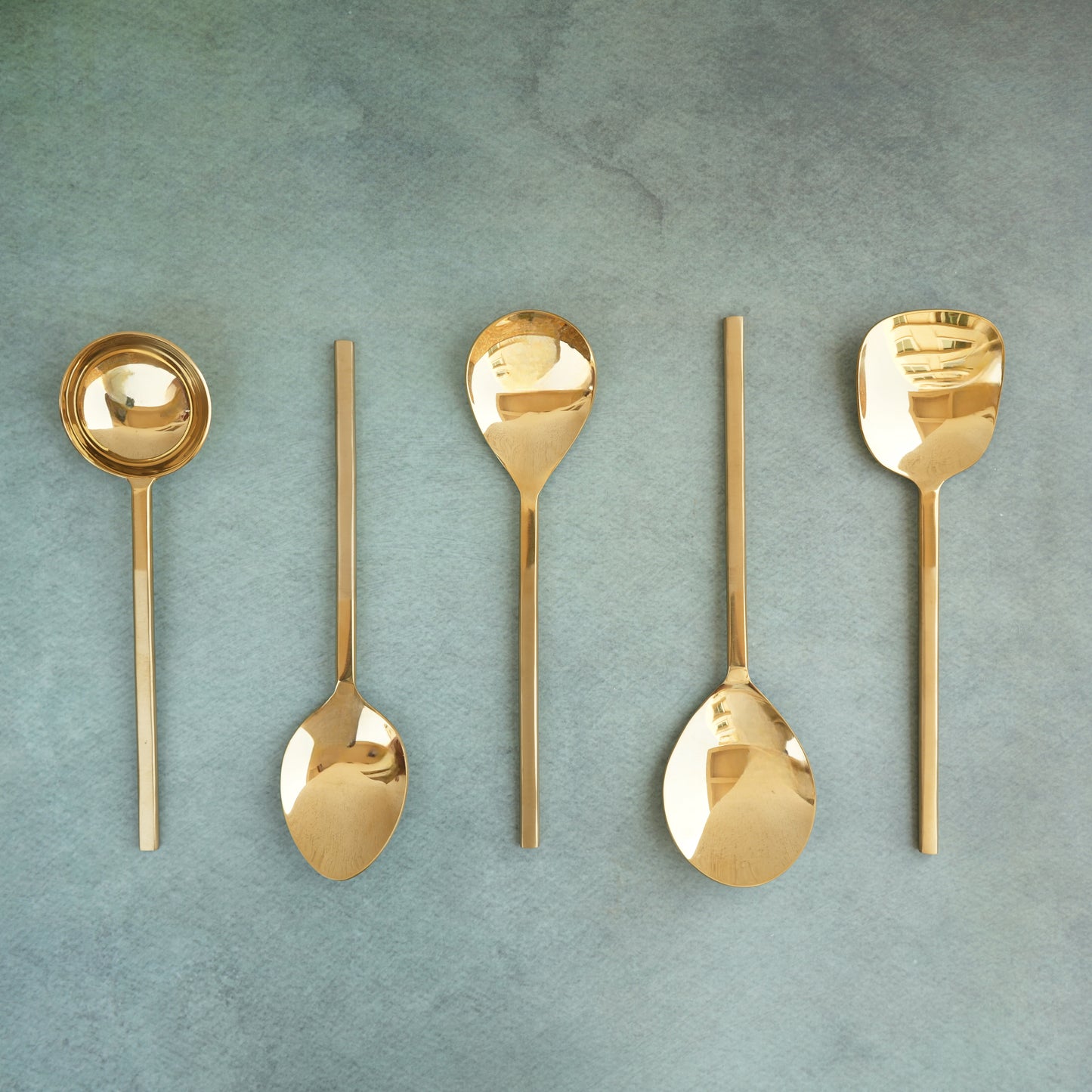 Gold Semi-Matte Stainless Steel Square Serving Spoon