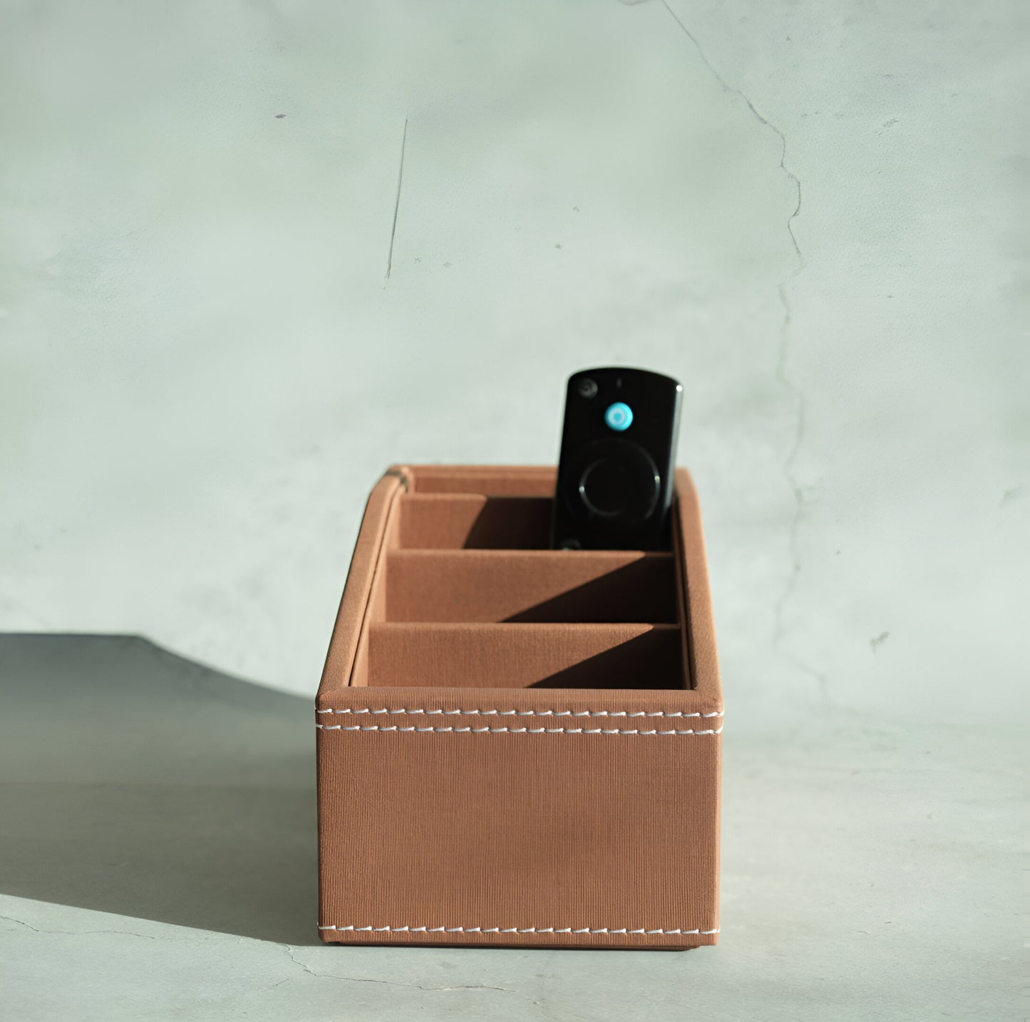 Umber Brown PU Leather Remote Control Organiser