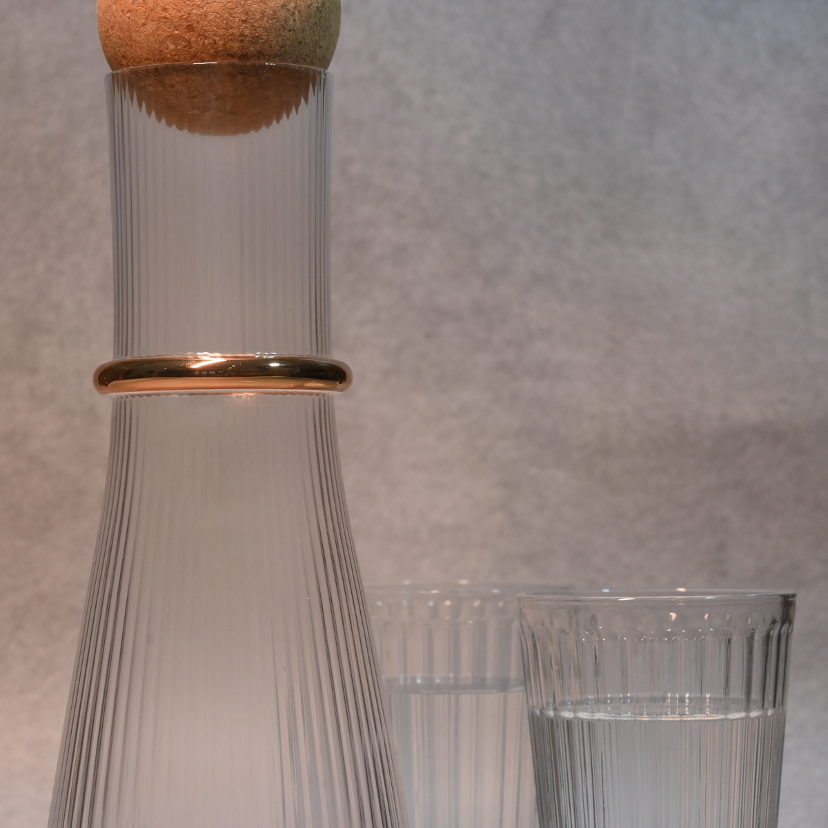 Carafe Ribbed Ribbed Carafe with Gold Rim – SoHome