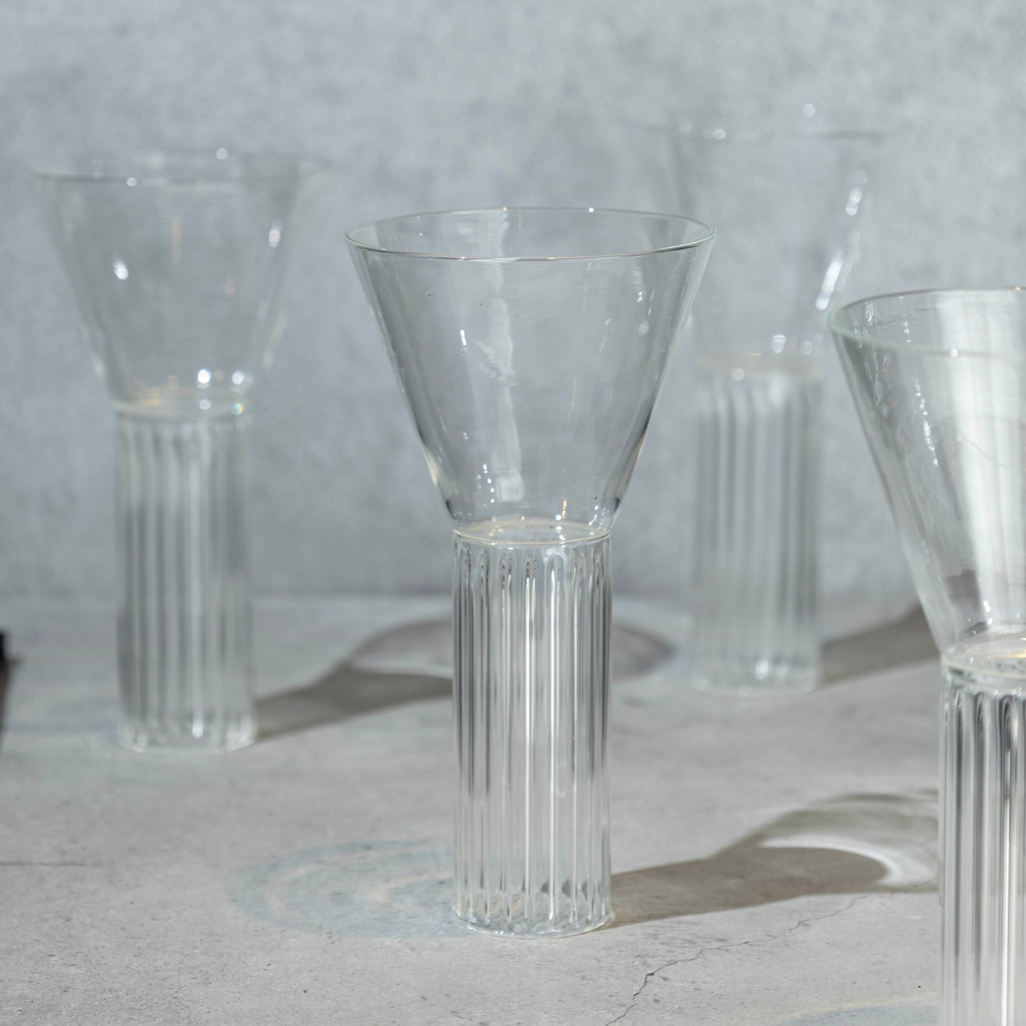 Clear Ribbed Cocktail Glass- Set of 4